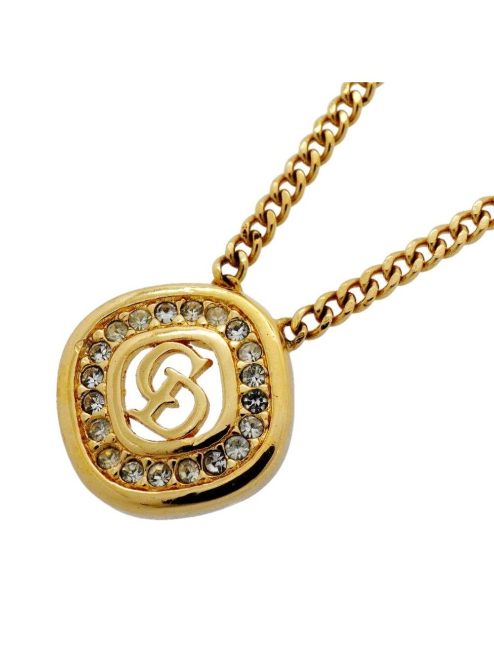 Dior Necklace CD Logo Gold Plated Rhinestone